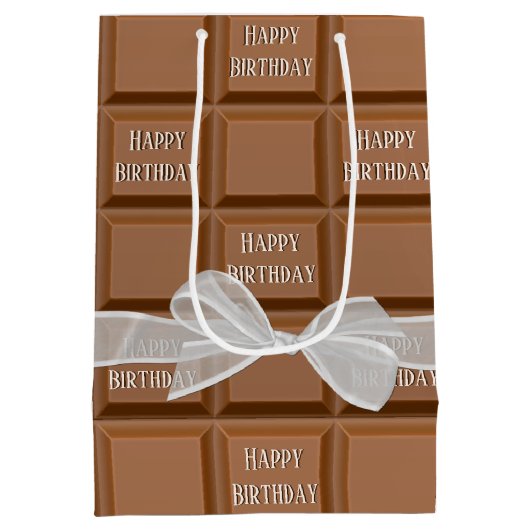 Birthday Bow op Snoep met chocolade Medium Cadeauzakje (Achterkant)