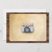 Birthday Bowling Invite Party Invitation Wood Kaart (Achterkant)