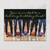 Birthday Bowling Party Briefkaart Uitnodiging (Voorkant)