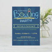 Birthday Bowling Party Kaart (Staand voorkant)