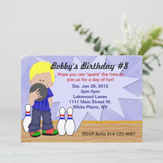 Birthday Bowling Party Kaart (Staand voorkant)