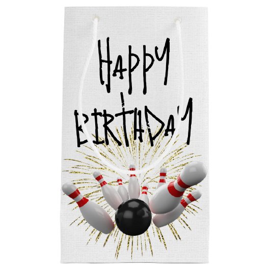 Birthday Bowling Strike en Fireworks Klein Cadeauzakje (Voorkant)