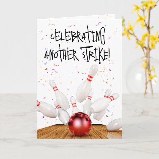 Birthday Bowling Strike Kaart (Gele Bloem)