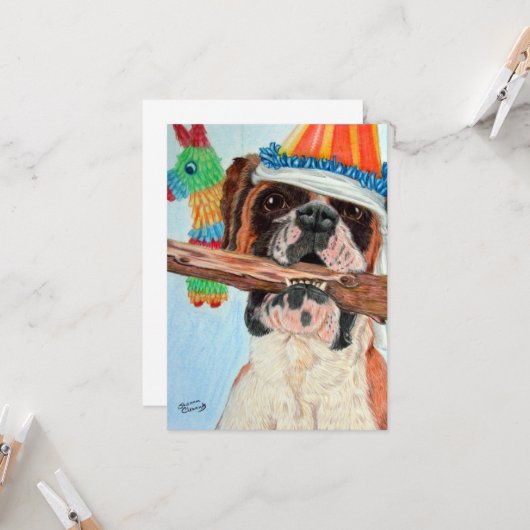 Birthday Boxer Kaart (Voorkant / Achterkant in situ)