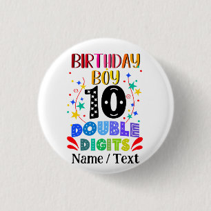 Birthday Boy 10 Dubbele Cijfers Ronde Button 3,2 Cm