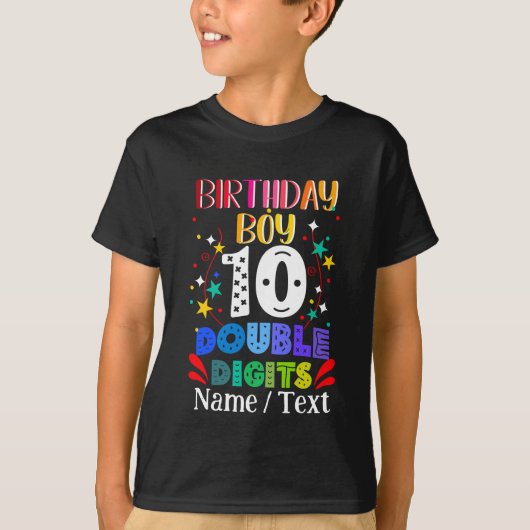 Birthday Boy 10 Dubbele Cijfers T-shirt (Voorkant)