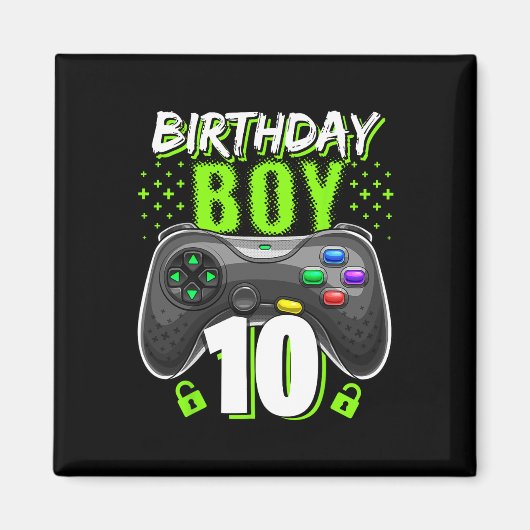 Birthday Boy 10 Video Game Controller Gamer 10th B Magneet (Voorkant)