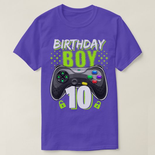 Birthday Boy 10 VideoGame Controller 10th Birthd T-shirt (Design voorkant)