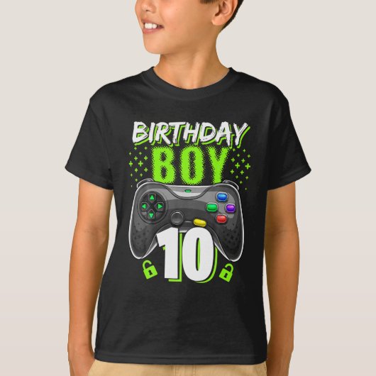 Birthday Boy 10 Videogamer 10th T-shirt (Voorkant)