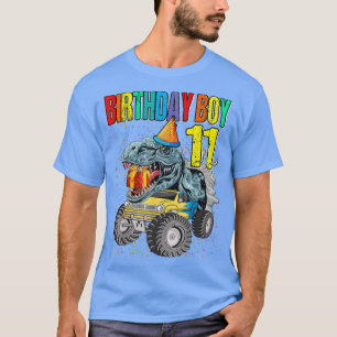Birthday Boy 11 Monster Truck Dinosaur 11th Birthd T-shirt