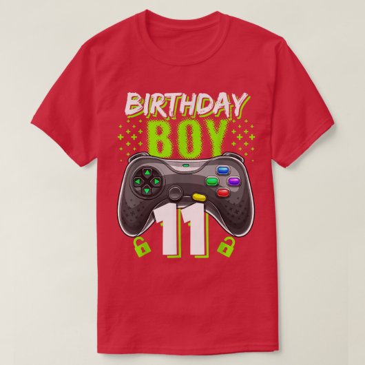 Birthday Boy 11 Video Game Controller Gamer 11th B T-shirt (Design voorkant)