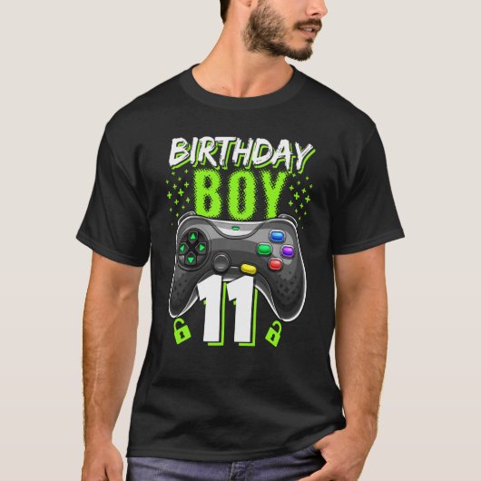 Birthday Boy 11 Video Game Controller Gamer 11th B T-shirt (Voorkant)