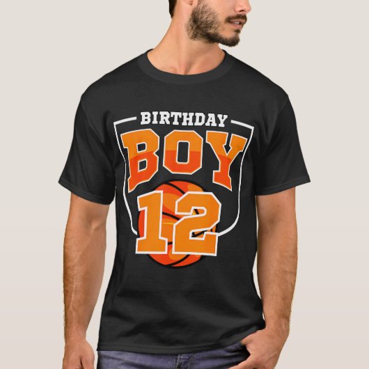 Birthday Boy 12 Basketball Theme Bday Party Celebr T-shirt (Voorkant)