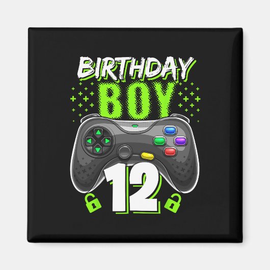 Birthday Boy 12 Video Game Controller Gamer 12th B Magneet (Voorkant)