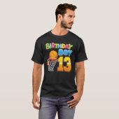 Birthday Boy 13 Years Old 13Th Birthday Basketball T-shirt (Voorkant volledig)
