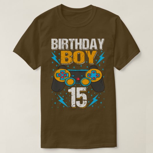 Birthday Boy 15 Video Game Controller Gamer 15th B T-shirt (Design voorkant)