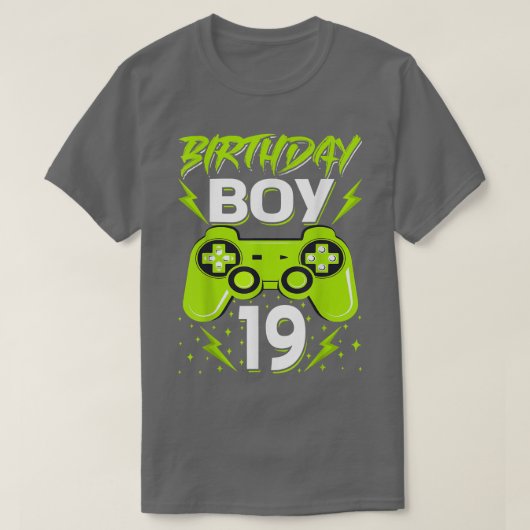 Birthday Boy 19 Video Game Controller Gamer 19th B T-shirt (Design voorkant)