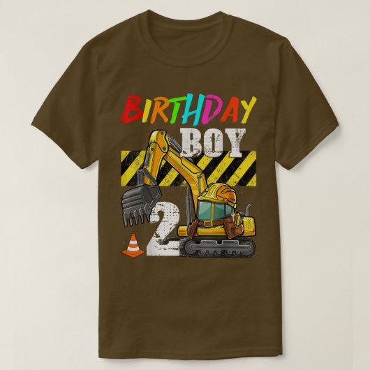 Birthday Boy 2nd Excavator 2 Years Old Constructio T-shirt (Design voorkant)