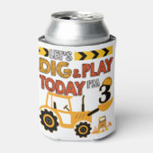 Birthday Boy 3 Construction 3rd Birthday Excavator Blikjeskoeler (Blikje Voorkant)