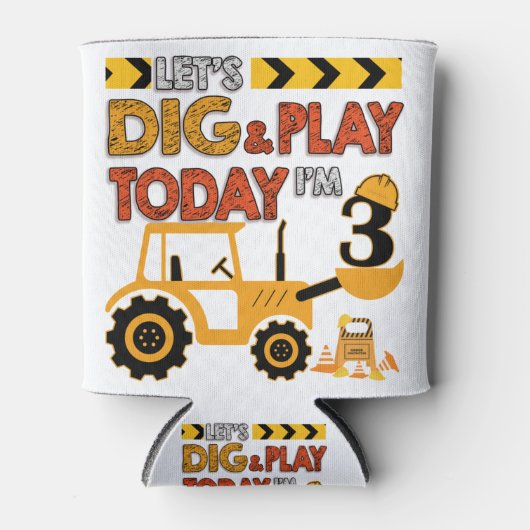 Birthday Boy 3 Construction 3rd Birthday Excavator Blikjeskoeler (Voorkant)