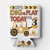 Birthday Boy 3 Construction 3rd Birthday Excavator Blikjeskoeler (Achterkant)