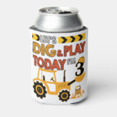 Birthday Boy 3 Construction 3rd Birthday Excavator Blikjeskoeler (Blikje Achterkant)