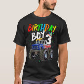 Birthday Boy 3 Year Old Monster Truck Flag 3rd Bir T-shirt (Voorkant)