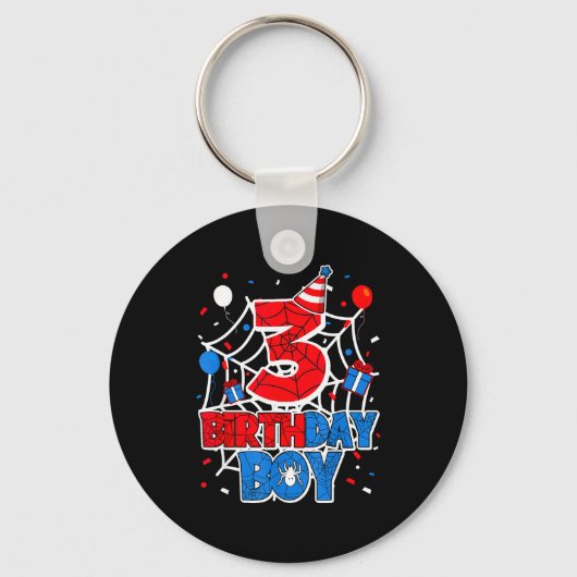 Birthday Boy 3 Year Old Sders 3rd Birthday Kids Sleutelhanger (Voorkant)