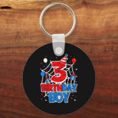 Birthday Boy 3 Year Old Sders 3rd Birthday Kids Sleutelhanger (Voorkant)