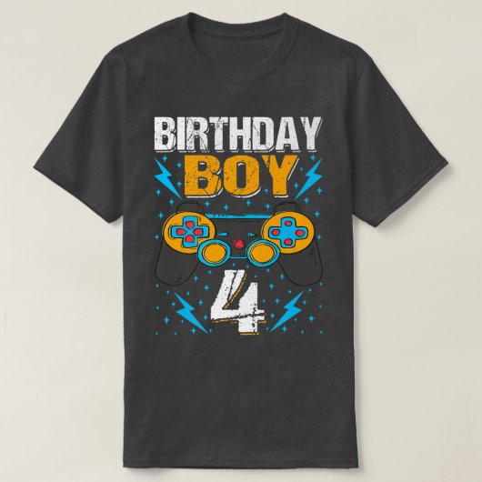 Birthday Boy 4 Video Game Controller Gamer 4th Bir T-shirt (Design voorkant)
