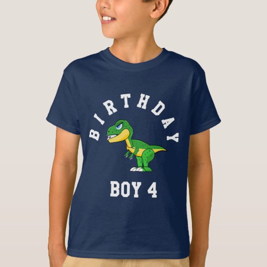 Birthday Boy 4 Years Dinosaur Shirt (Voorkant)