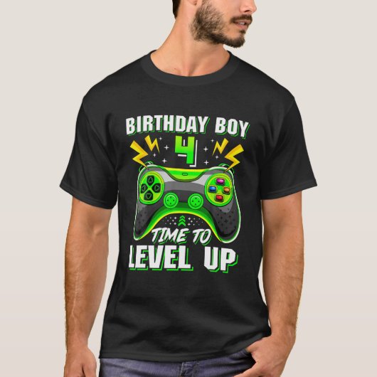 Birthday Boy 4 Years Old Video Game Controller 4th T-shirt (Voorkant)