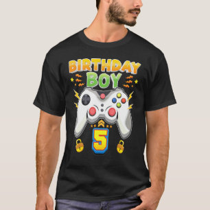 Birthday Boy 5 jaar oude videogame Cons van de 5de T-shirt