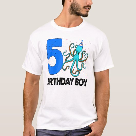 Birthday Boy 5 S Octopus Love T-shirt (Voorkant)
