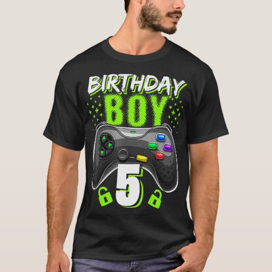 Birthday Boy 5 Video Game Controller Gamer 5th Bir T-shirt (Voorkant)