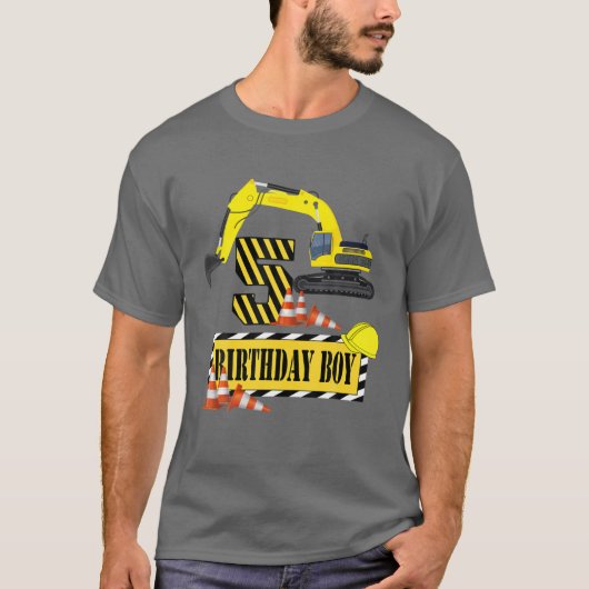 Birthday Boy 5th Birthday Excavator Construction V T-shirt (Voorkant)