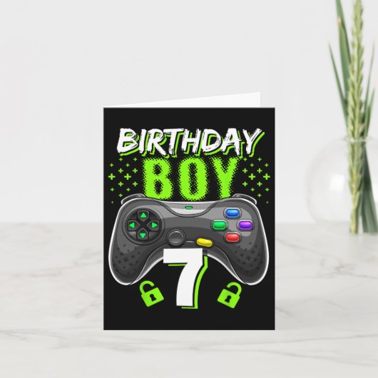 Birthday Boy 7 Video Game Controller Gamer 7th Bir Kaart (Voorkant)