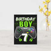 Birthday Boy 7 Video Game Controller Gamer 7th Bir Kaart (Gele Bloem)