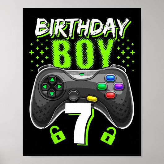 Birthday Boy 7 Video Game Controller Gamer 7th Bir Poster (Voorkant)