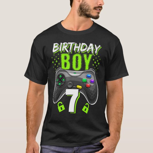 Birthday Boy 7 Video Game Controller Gamer 7th Bir T-shirt (Voorkant)
