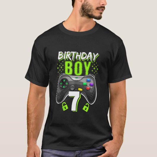 Birthday Boy 7 Video Game Controller Gamer 7th Bir T-shirt (Voorkant)