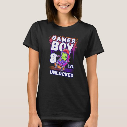 Birthday Boy 8 jaar oude Handheld Gaming Console G T-shirt (Voorkant)