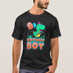 Birthday Boy 8-jarige dinosaurus met gitaar T-shirt