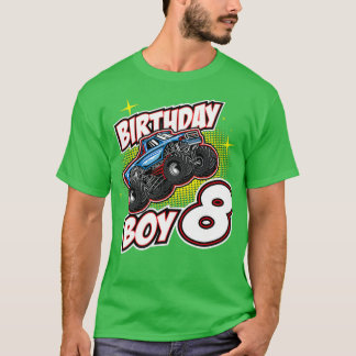 Birthday Boy 8 Monster Truck Jumping 8th T-shirt