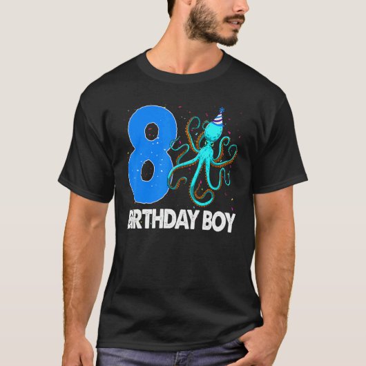 Birthday Boy 8 S Octopus Love T-shirt (Voorkant)
