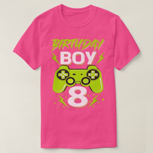 Birthday Boy 8 Video Game Controller Gamer 8th Bir T-shirt (Design voorkant)
