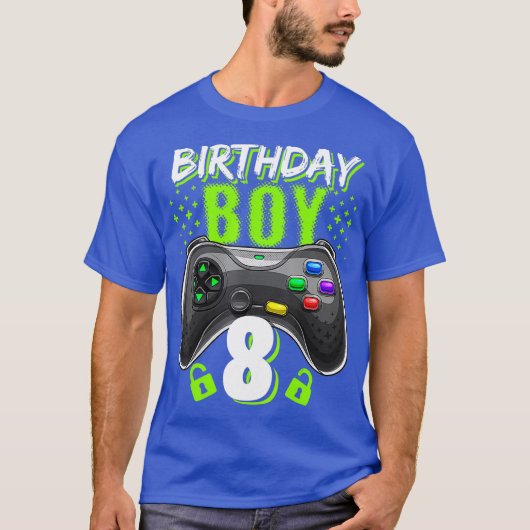 Birthday Boy 8 Video Game Controller Gamer 8th T-shirt (Voorkant)