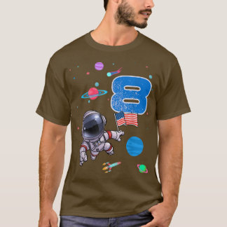 Birthday Boy 8 Years Old 8th Birthday Astronaut T-shirt