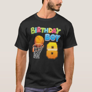 Birthday Boy 8 Years Old 8th Birthday Basketball P T-shirt