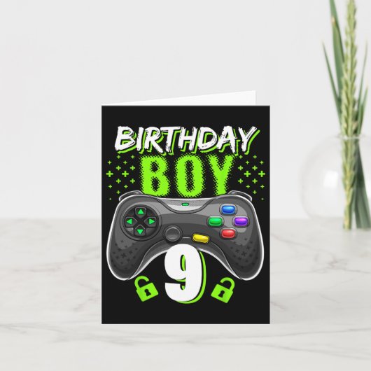 Birthday Boy 9 Video Game Controller Gamer 9th Bir Kaart (Voorkant)